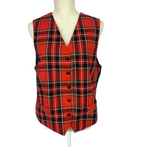 Vintage Royal Stewart Tartan Vest Red Plaid First Issue Women’s Large